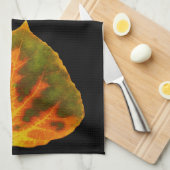 Groen Oranje en geel esdoorn Leaf #1 Theedoek (Quarter Fold)