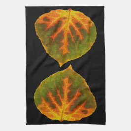 Groen Oranje en geel esdoorn Leaf #1 Theedoek