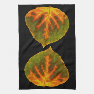 Groen Oranje en geel esdoorn Leaf #1 Theedoek