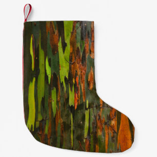 Groen, oranje en zwart abstract schilderen kleine kerstsok