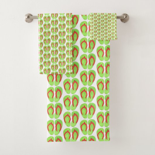 Groen Oranje flip Flop Sandals Beach Summer House Bad Handdoek (Insitu)