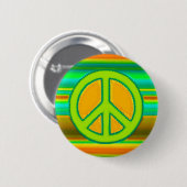 Groen Oranje Fractal & Peace Sign Ronde Button 5,7 Cm (Voorkant /achterkant)