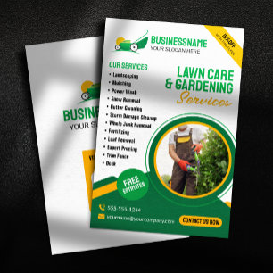 Groen & Oranje Gazon Verzorging Tuinieren Grasmaai Flyer