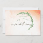 GROEN & ORANJE GEBLADERTE LANGE AFSTAND BABY SHOWE KAART (Achterkant)