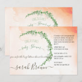 GROEN & ORANJE GEBLADERTE LANGE AFSTAND BABY SHOWE KAART (Voorkant / Achterkant)