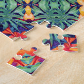 Groen Oranje Geel Abstract Tropisch Patroon Legpuzzel (Zijkant)