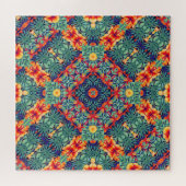 Groen Oranje Geel Abstract Tropisch Patroon Legpuzzel (Horizontaal)