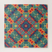 Groen Oranje Geel Abstract Tropisch Patroon Legpuzzel (Verticaal)