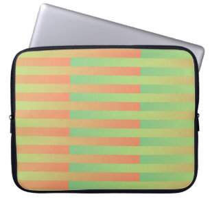 Groen Oranje Gestreepte Patroon Laptop Sleeve