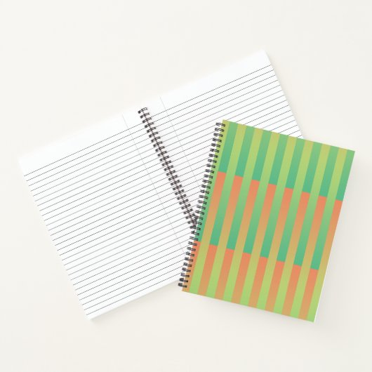 Groen Oranje Gestreepte Patroon Notitieboek (Binnen)
