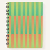Groen Oranje Gestreepte Patroon Notitieboek (Voorkant)