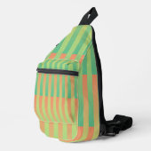 Groen Oranje Gestreepte Patroon Sling Bag (Rechterhoek)