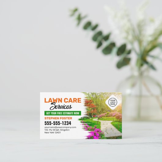 Groen & Oranje Grasverzorging Landschapsarchitectu Visitekaartje (Staand voorkant)