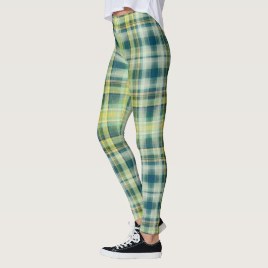  Groen oranje grijs, verstrooid patroon Leggings (Links)