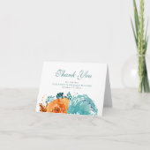 Groen Oranje Herfst Bloemige Dankjewel Bedankkaart (Voorkant)