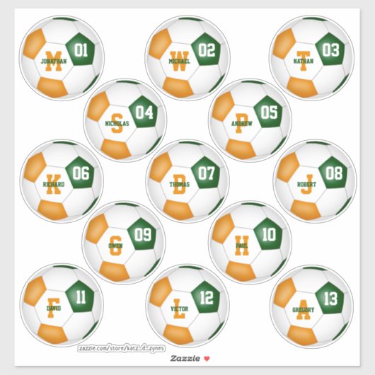 groen oranje individueel gepersonaliseerd voetbalt sticker (Vel)