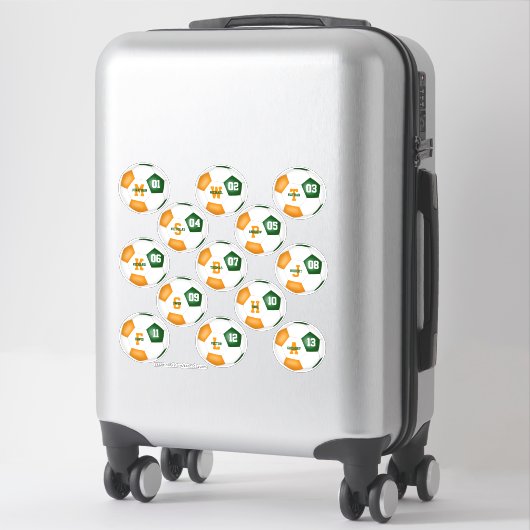 groen oranje individueel gepersonaliseerd voetbalt sticker (Koffer)