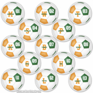 groen oranje individueel gepersonaliseerd voetbalt sticker