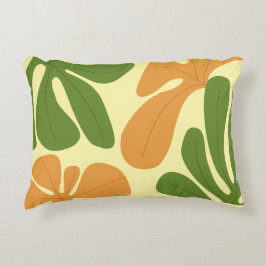 Groen & Oranje Modern Abstract Bloemmotief Accent Kussen