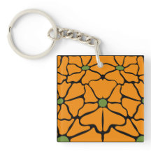 Groen & Oranje Modern Abstract Bloemmotief