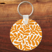 Groen & Oranje Modern Abstract Floral Sleutelhanger (Achterkant)
