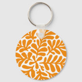 Groen & Oranje Modern Abstract Floral Sleutelhanger (Achterkant)