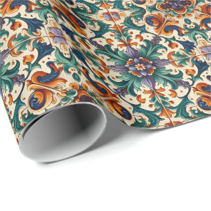 Groen Oranje Paars Portugese Azulejos Tegels Kunst Cadeaupapier