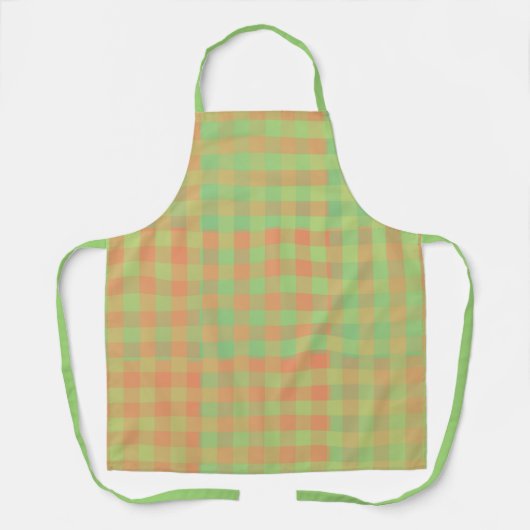 Groen Oranje Patchwork Patroon Schort (Voorkant)