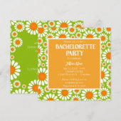 Groen Oranje Retro Daisy Bachelorette Itinerary Kaart (Voorkant / Achterkant)