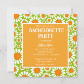 Groen Oranje Retro Daisy Bachelorette Itinerary Kaart (Voorkant)