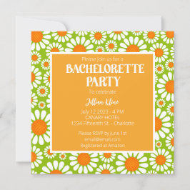 Groen Oranje Retro Daisy Bachelorette Itinerary Kaart
