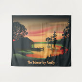  groen Oranje rood landschap Zonsondergang Wandkleed (Voorkant (horizontaal))