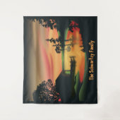  groen Oranje rood landschap Zonsondergang Wandkleed (Voorkant)