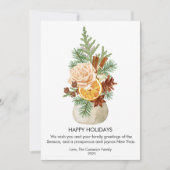 Groen Oranje Roos Kaneel Kerst Plat Feestdagenkaart (Voorkant)