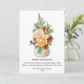 Groen Oranje Roos Kaneel Kerst Plat Feestdagenkaart (Staand voorkant)
