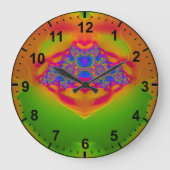 Groen Oranje Roze Blauw Fractal ~ Grote Klok (Voorkant)
