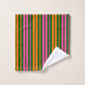 Groen Oranje Roze Verticale Strepen Design Bad Handdoek (Wasdoekje)