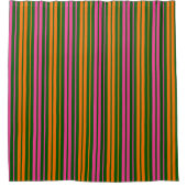 Groen Oranje Roze Verticale Strepen Design Douchegordijn (Voorkant)