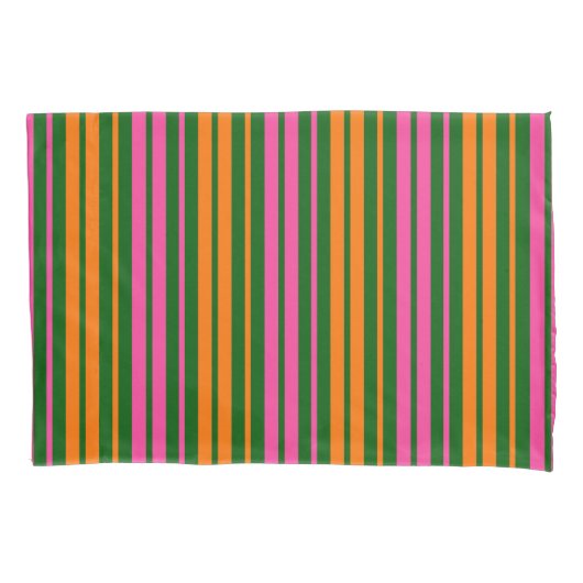 Groen Oranje Roze Verticale Strepen Design Kussensloop (Voorkant)
