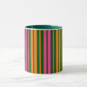 Groen Oranje Roze Verticale Strepen Design   Mok (Midden)