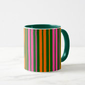 Groen Oranje Roze Verticale Strepen Design   Mok (Voorkant rechts)