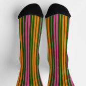 Groen Oranje Roze Verticale Strepen Design Sokken (Top)