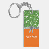 Groen & oranje shamrock patroon sleutelhanger (Voorkant Links)