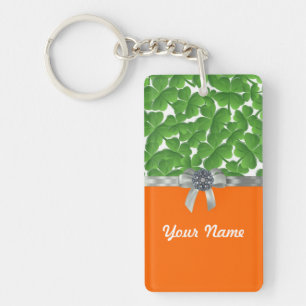 Groen & oranje shamrock patroon sleutelhanger