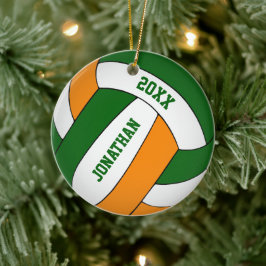 groen oranje sportteam verfart jongens volleyball keramisch ornament