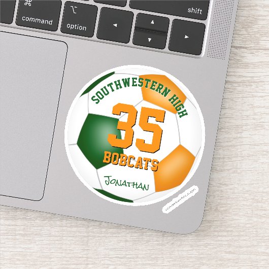 groen oranje team kleuren jongens voetbal sticker (Detail)