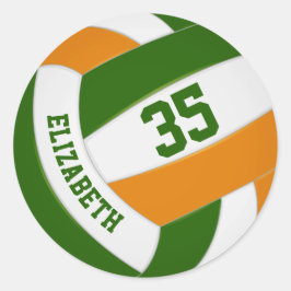 groen oranje team kleuren jongens volleybal ronde sticker