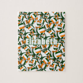 groen oranje team kleuren meisjes volleybal legpuzzel