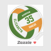 groen oranje team kleuren meisjes volleybal sticker (Vel)