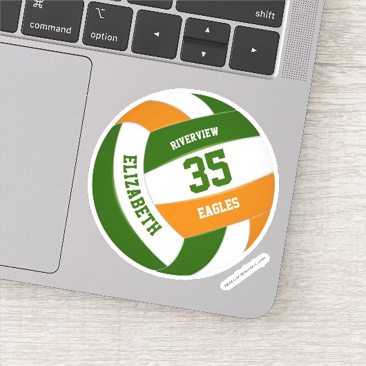 groen oranje team kleuren meisjes volleybal sticker (Detail)